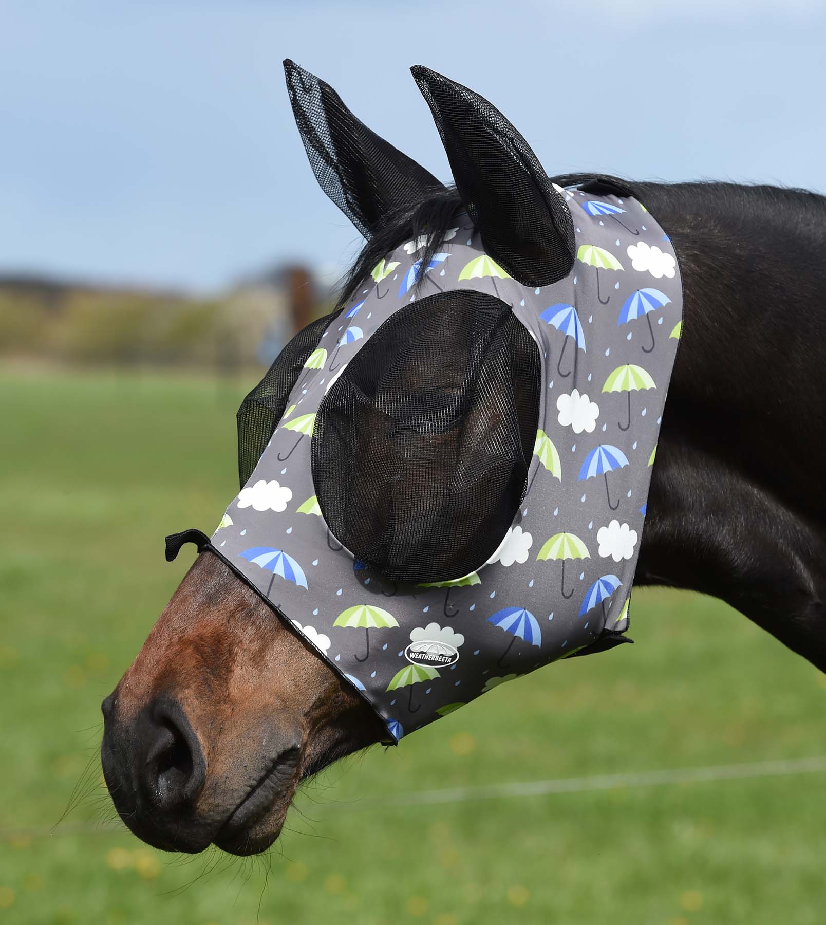 Weatherbeeta Deluxe Stretch Bug Eye Saver Horse Fly Mask with Ears - Image 3
