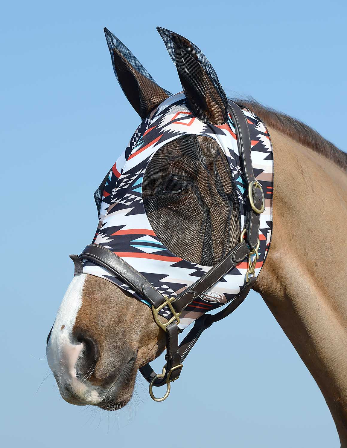 Weatherbeeta Stretch Bug Eye Saver Horse Fly Mask with Ears, Diamond Navajo