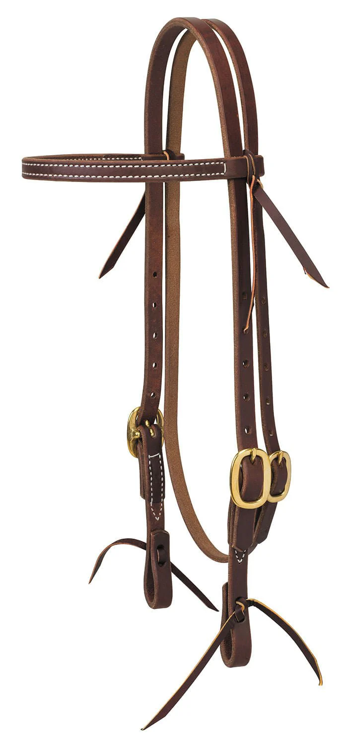 Weaver Oiled Harness Leather Browband Horse Headstall, Full - Image 1