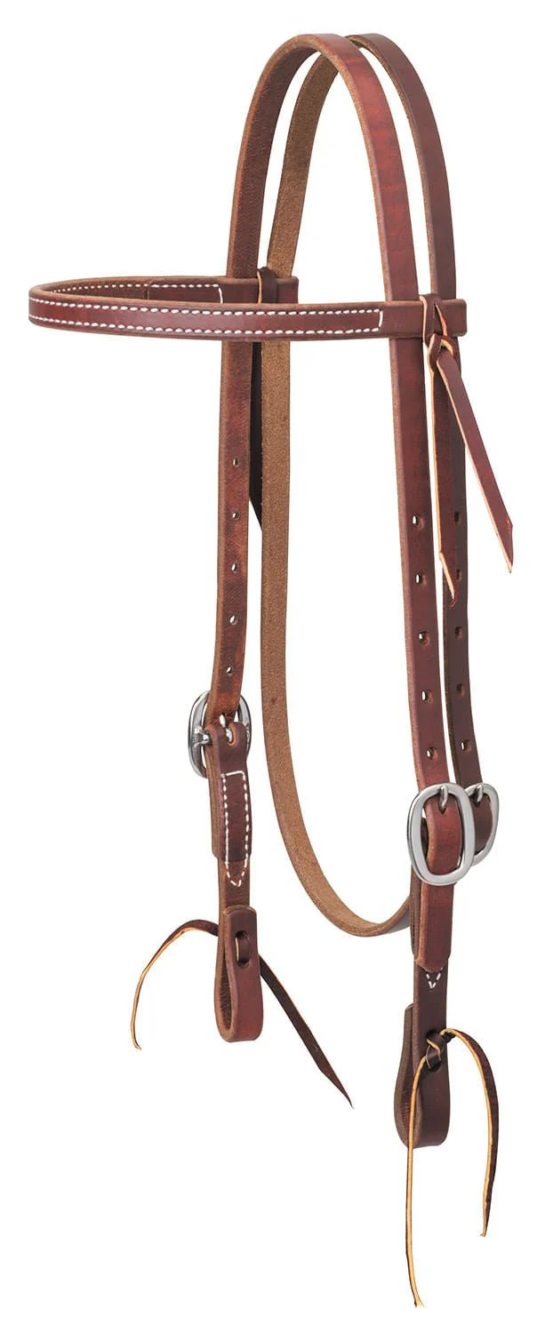 Weaver Oiled Harness Leather Browband Horse Headstall, Full - Image 3