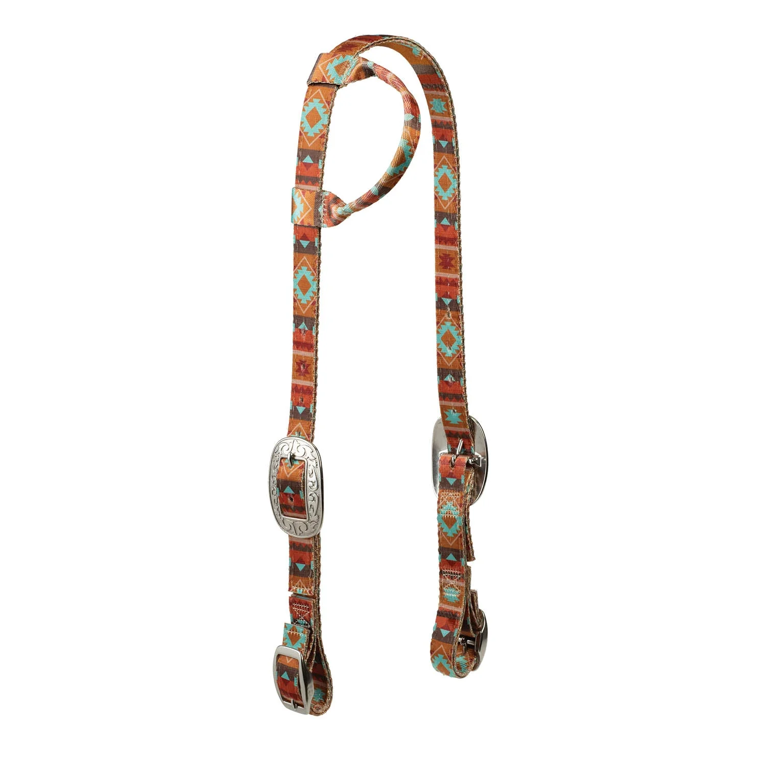 Weaver Patterned Nylon Sliding Ear Headstall for Horses - Image 1