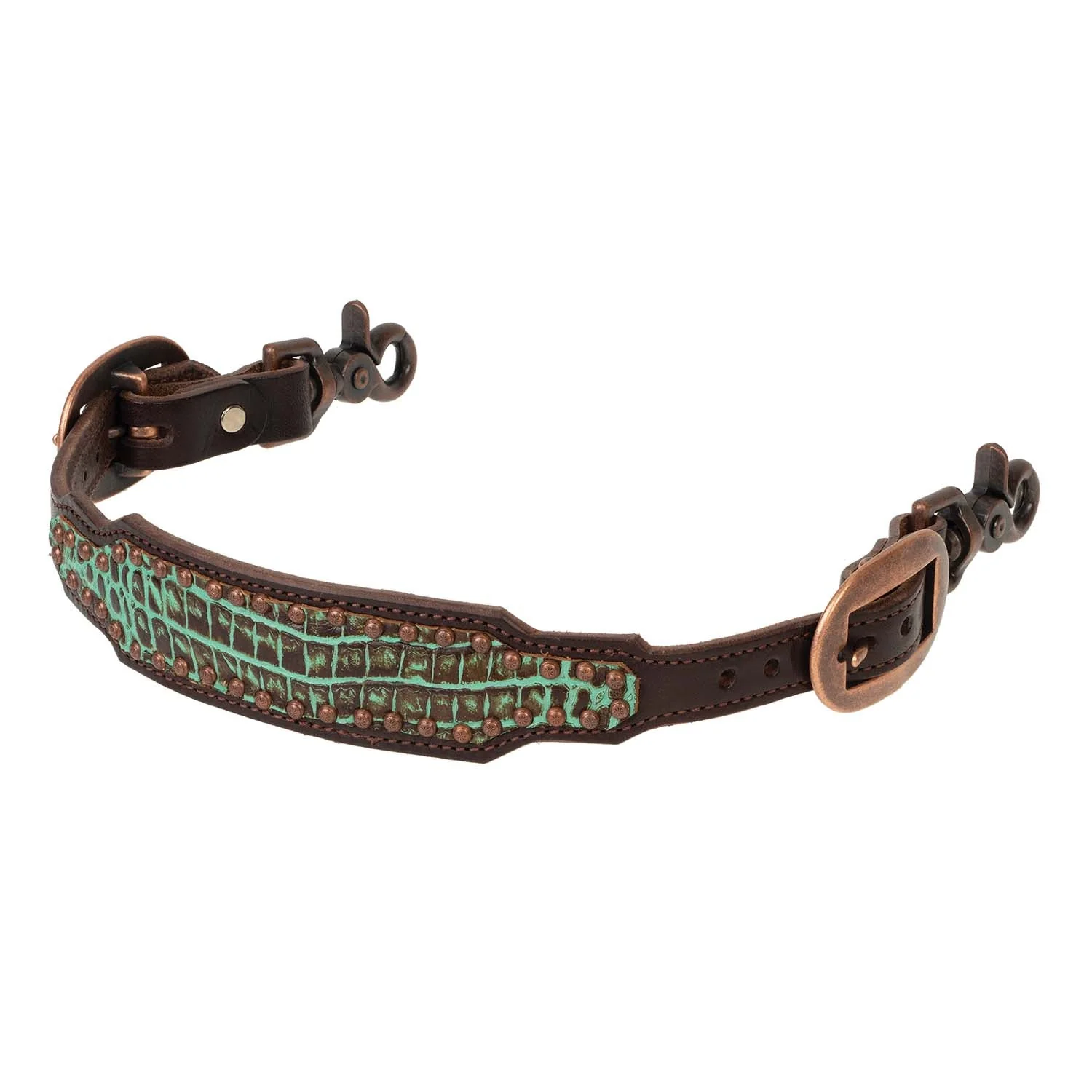 Weaver Turquoise Croc Leather Breast Collar Wither Strap for Horses - Image 1