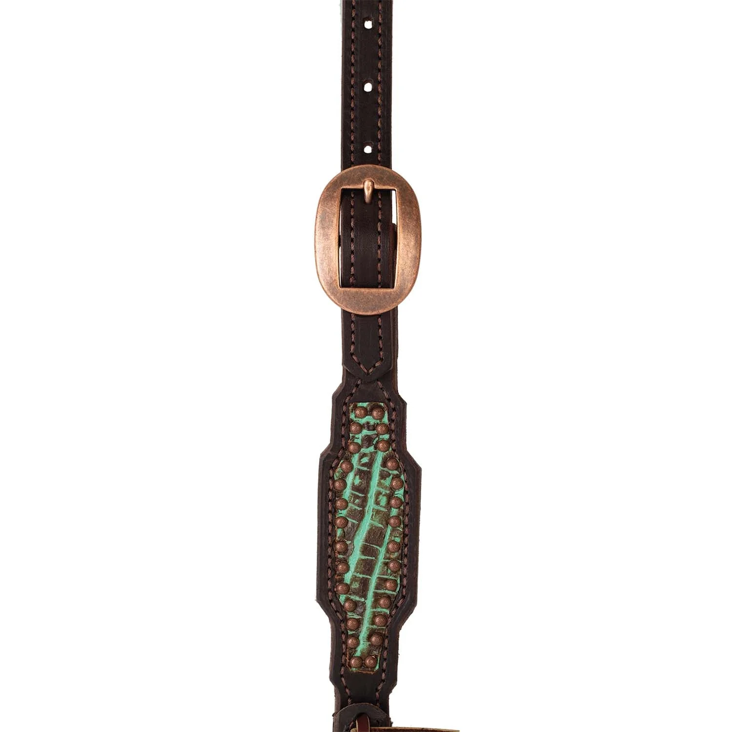 Weaver Turquoise Croc Leather Browband Headstall for Horses - Image 2