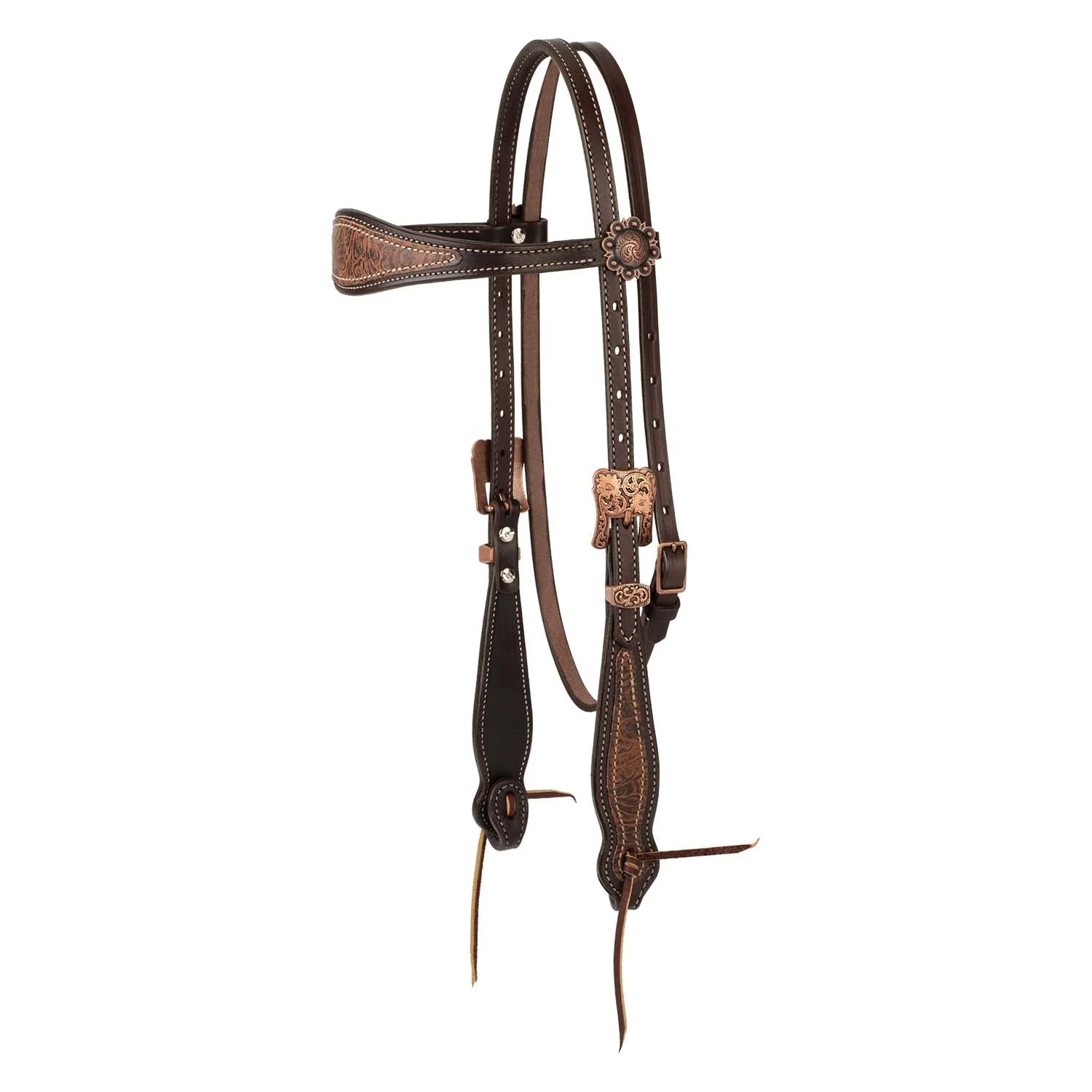 Weaver Western Floral Leather Browband Headstall for Horses - Image 1