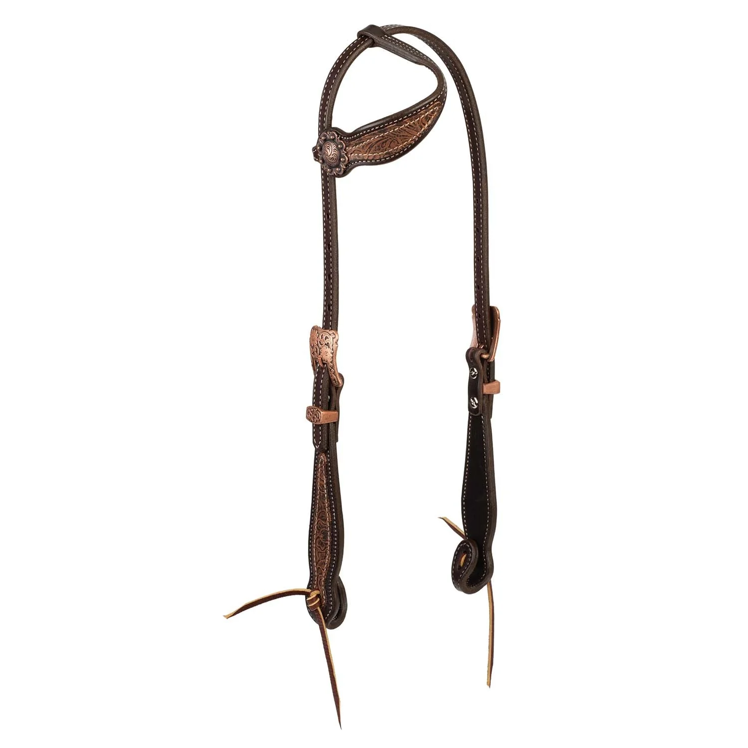 Weaver Western Floral Leather Sliding Ear Headstall for Horses - Image 1