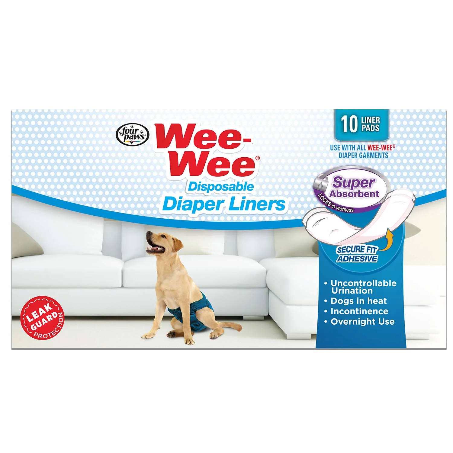 Wee-Wee Super Absorbent Disposable Dog Diaper Liners, 10 ct - Image 1