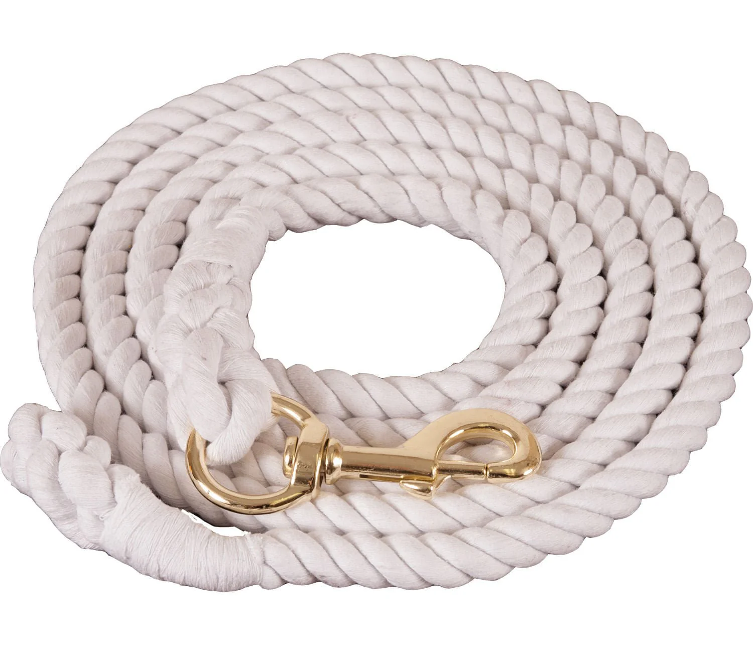 White Cotton Lead Rope with Brass-Plated Bolt Snap - Image 1