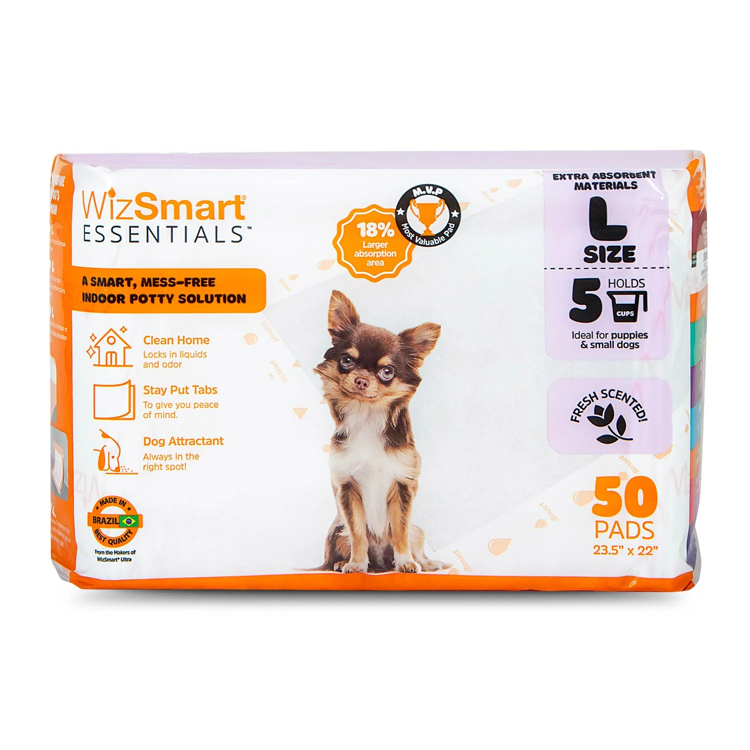 WizSmart Essentials Pads, Large, 50 ct, Fresh Scented - Image 1