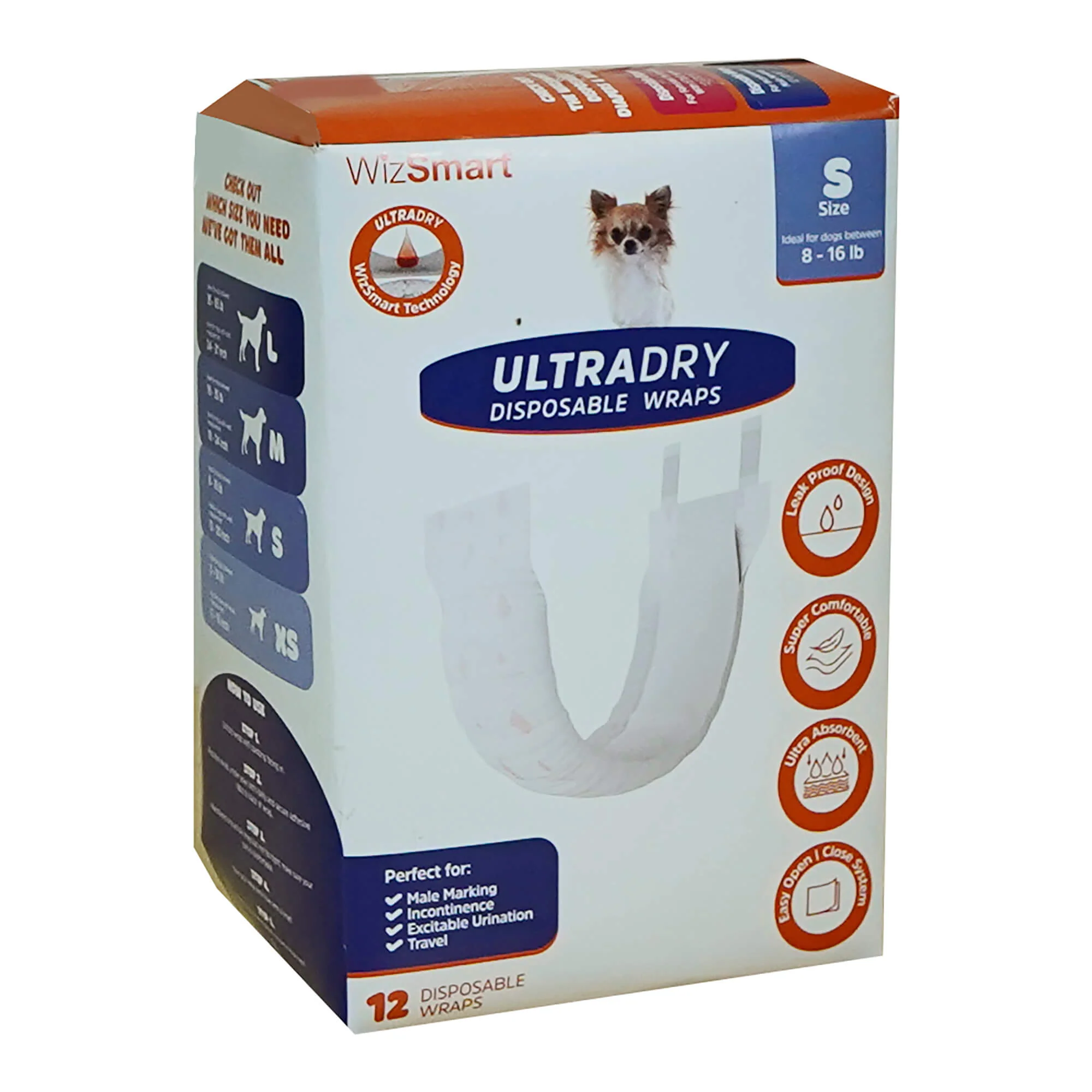 WizSmart UltraDry Disposable Male Dog Wraps - Image 1