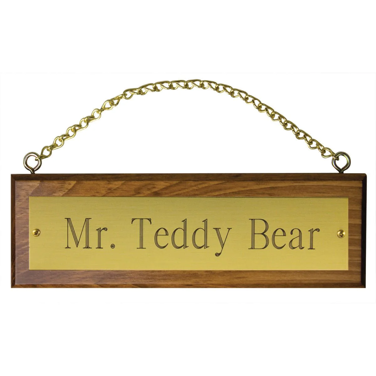 Personalized Engraved Wooden Stall Sign with Chain - Image 1