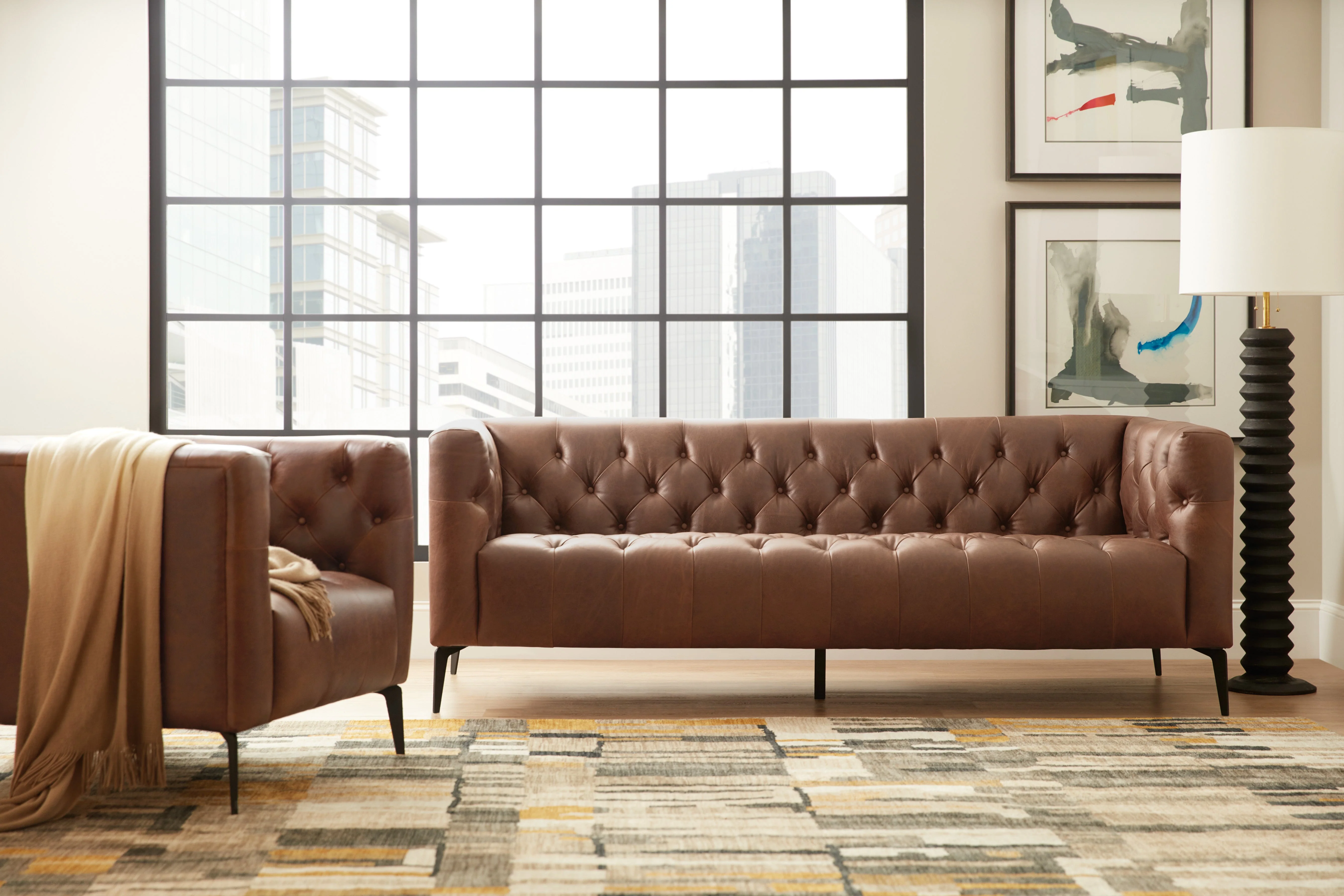 Nicolla Leather Stationary Chair - Image 2