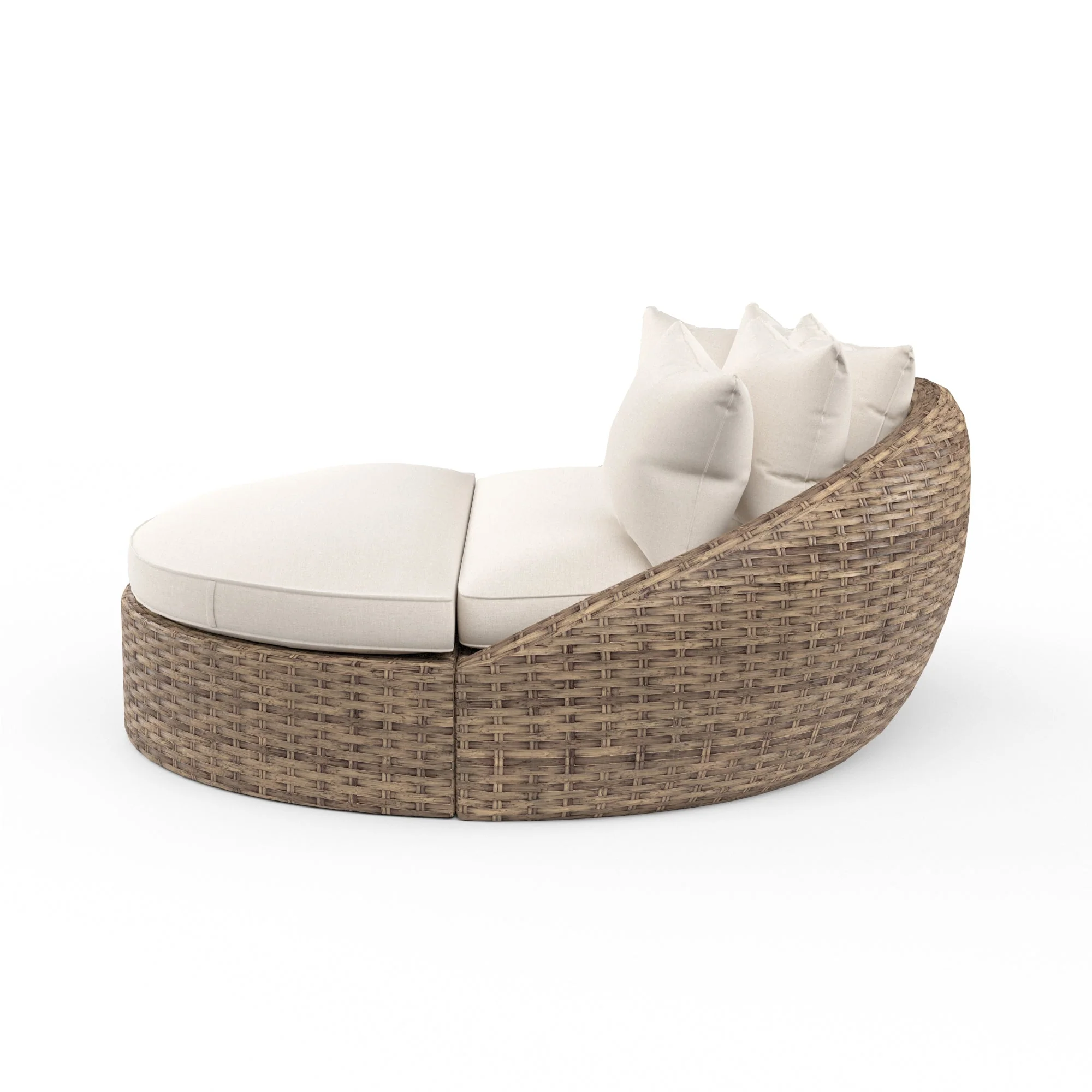 Havana Round Daybed in Canvas Flax w/ Self Welt - Image 3
