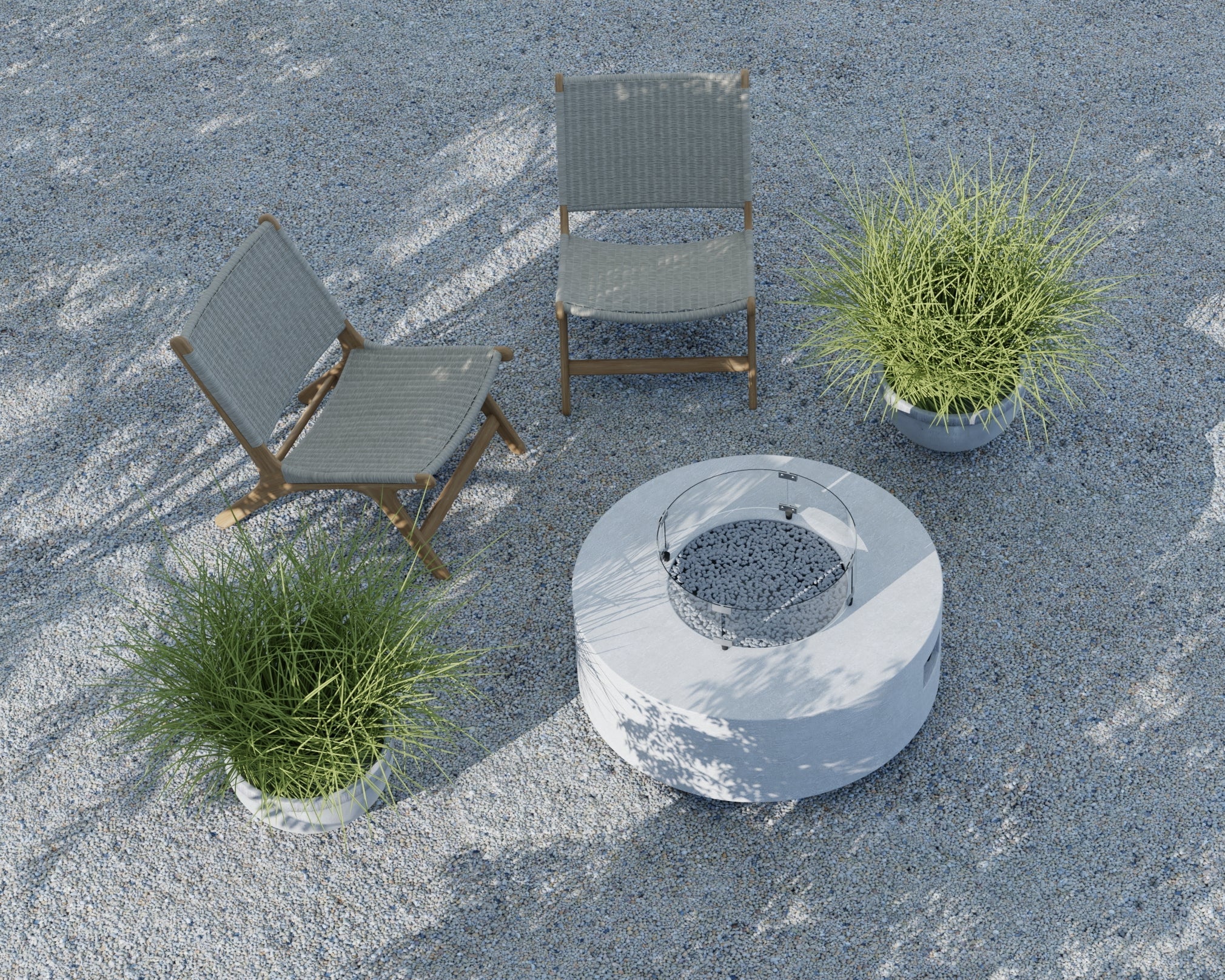 Gravelstone Round Fire Table w/ Glass Surround - Image 3