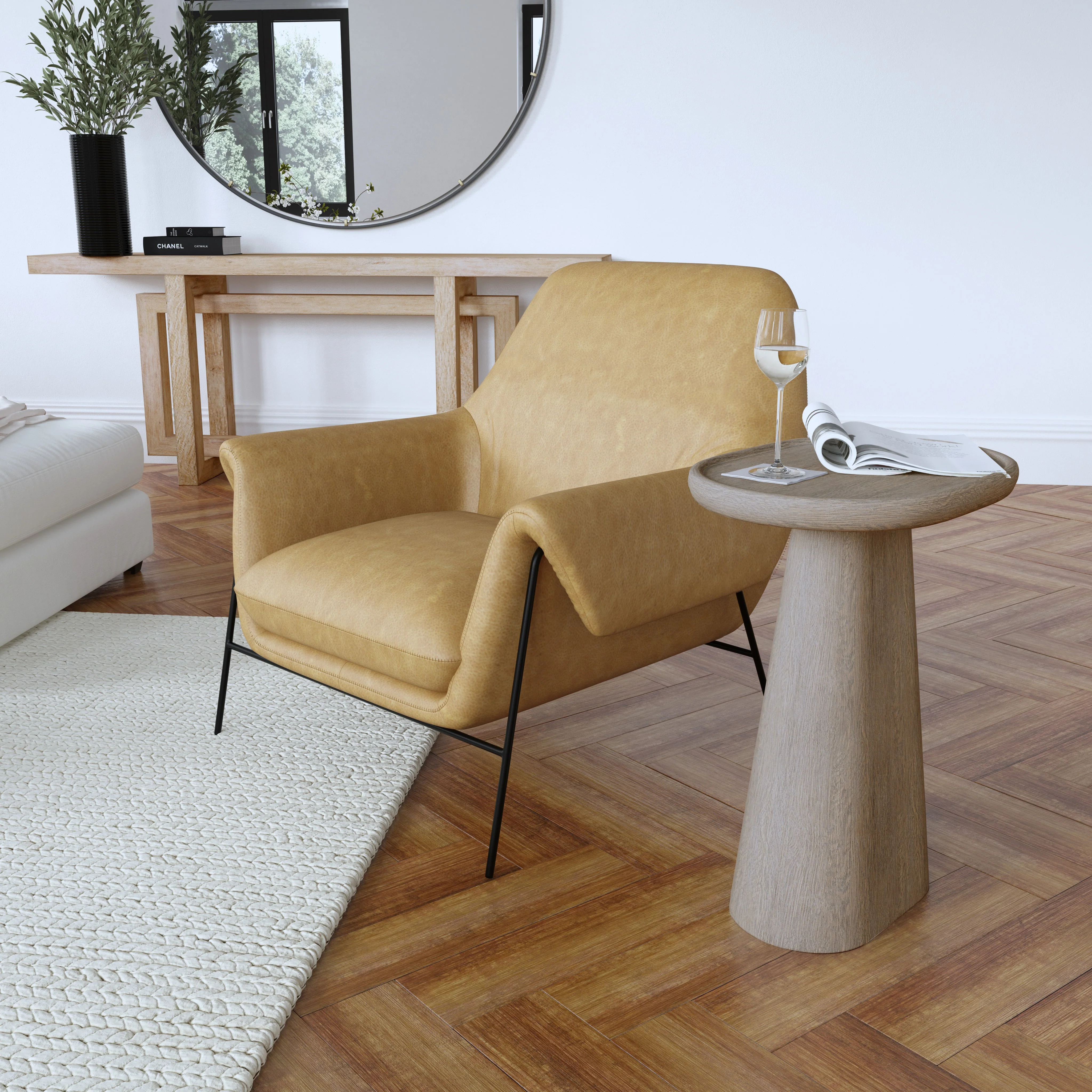 Ambroise Metal Frame Club Chair | Brown - Image 3