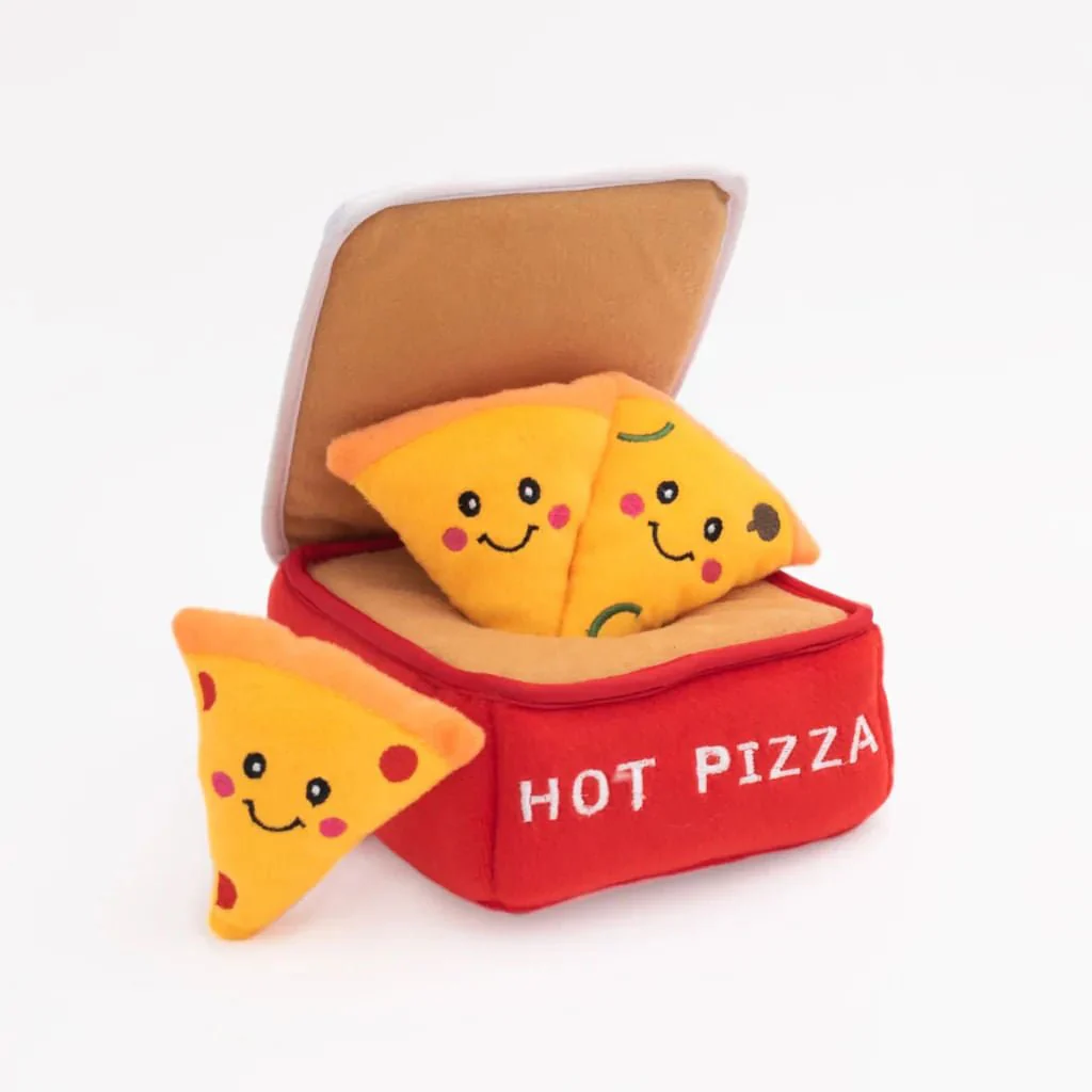 Zippy Burrow 4 Piece Pizza Box Squeaker Dog Toy - Image 3