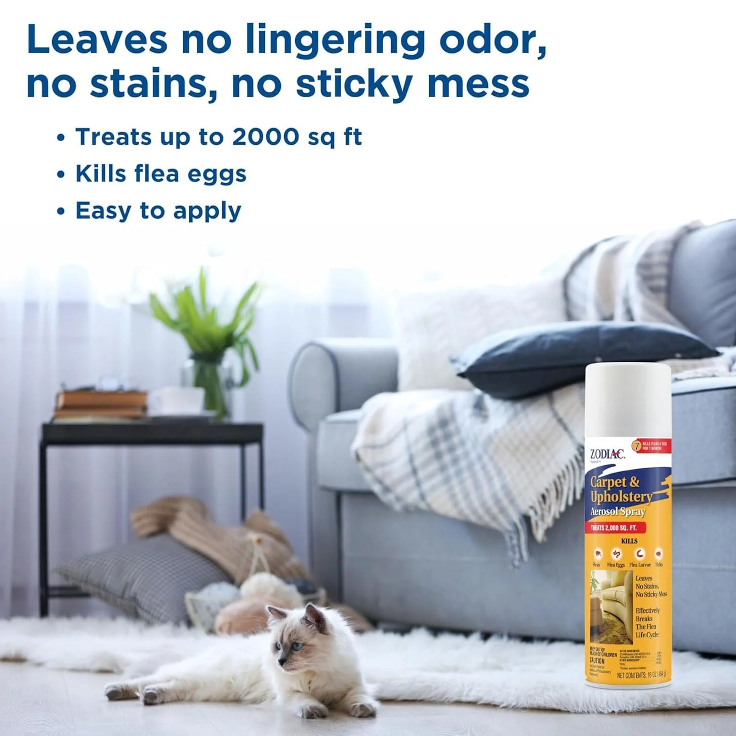 Zodiac Carpet & Upholstery Flea & Tick Aerosol Spray, 16 oz - Image 3