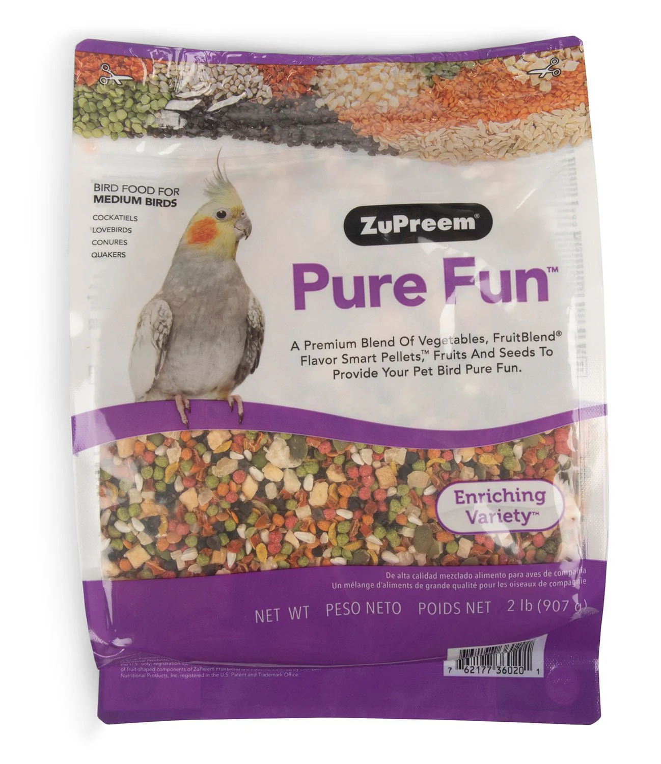ZuPreem Pure Fun Premium Bird Food with FruitBlend Pellets, 2 lbs