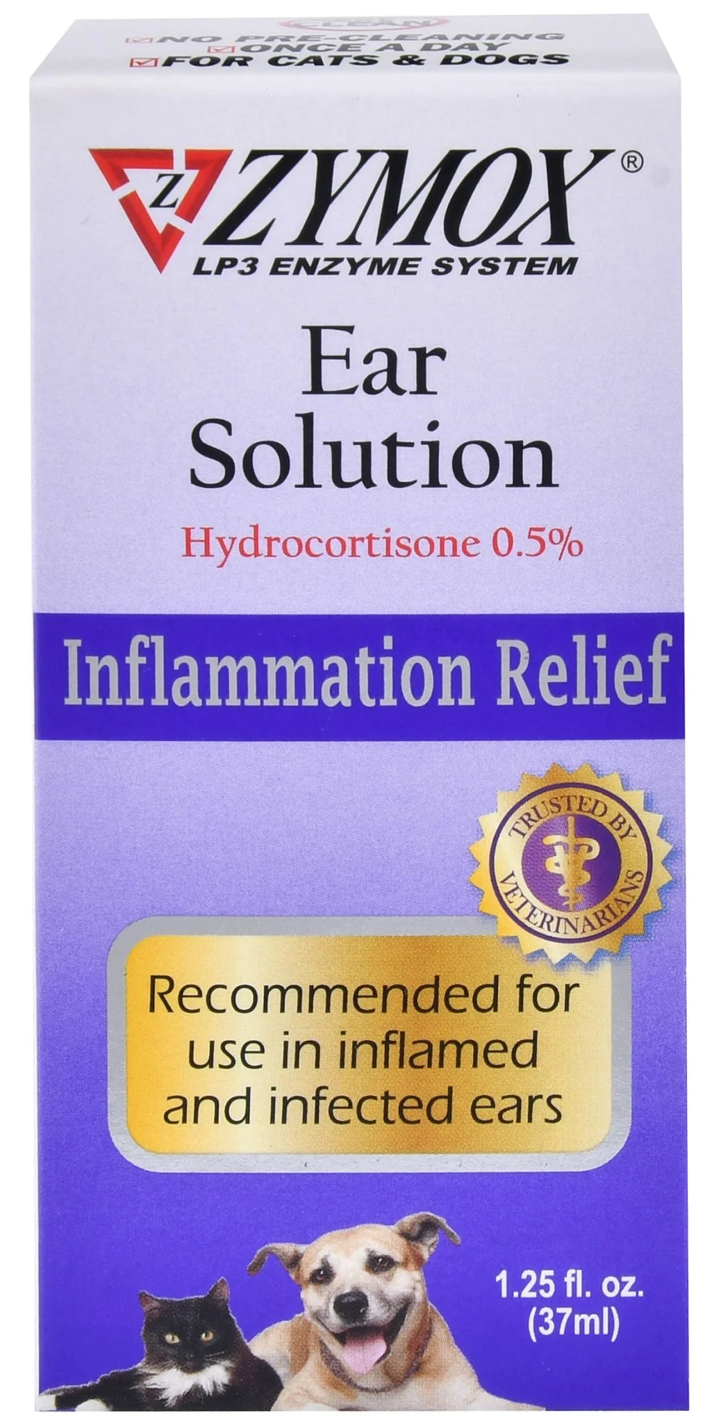 Zymox Ear Solution Inflammation Relief for Cats & Dogs